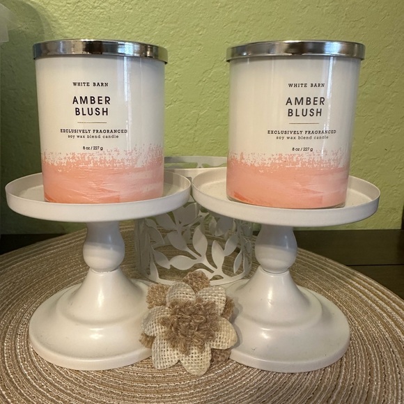 White Barn Amber Blush Candle - Pink and White - Picture 1 of 5